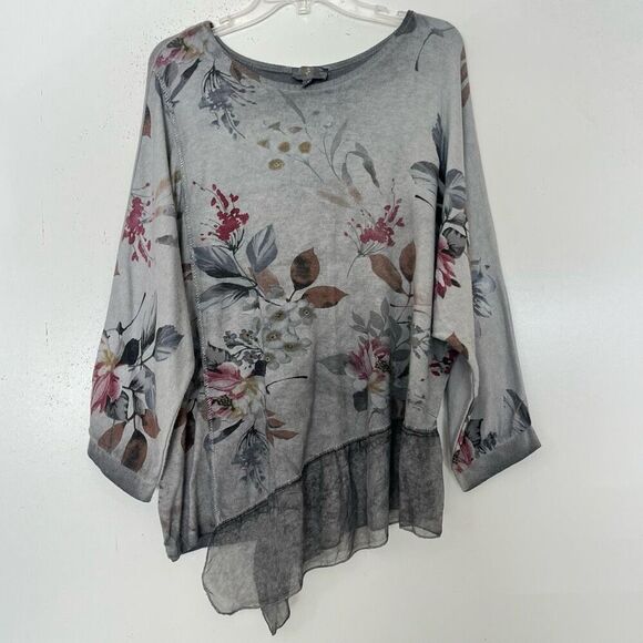Belle France Fairycore Floral Sweater Size XL Whimsigoth Asymmetrical Top Italy - Picture 1 of 8